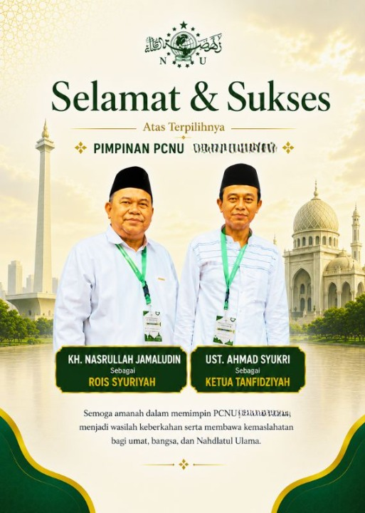 PCNU  Pengurus Cabang Kabupaten Tabanan Rois Syuriyah KH Nasrullah Jamaludin dan Ketua Tanfidziyah Ust Ahmad Syukri
